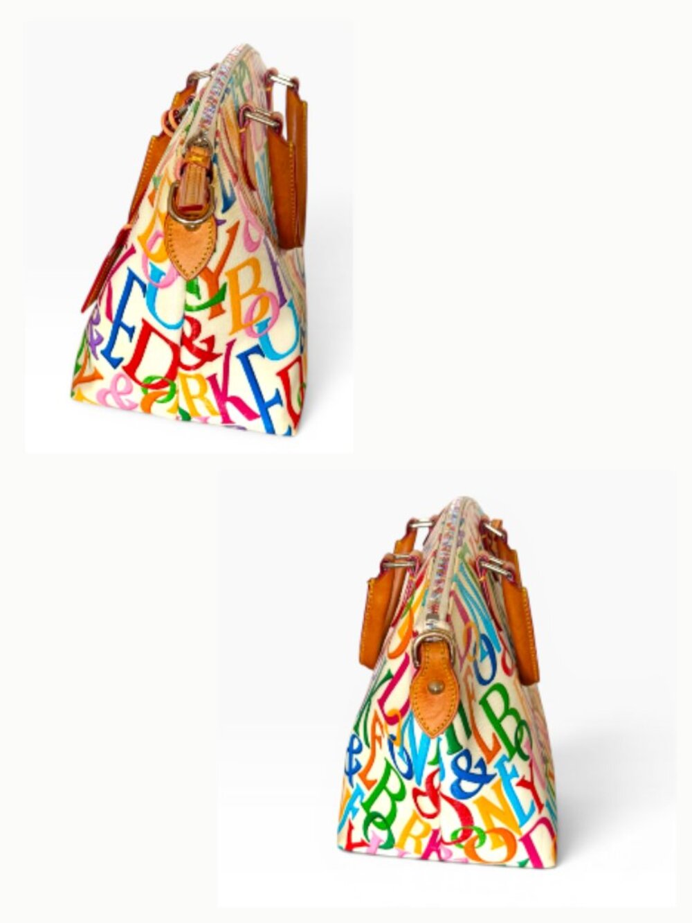 Dooney & Bourke Rainbow Retro DB Grafica Satchel Crossbody Canvas Leather Large - Picture 7 of 12